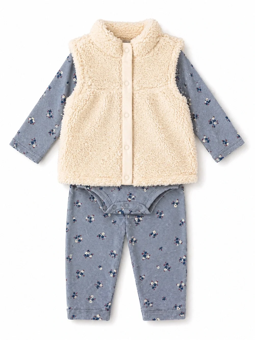 Carter’s 18M Baby Girl Outfit NWT 3 Piece Sherpa Vest Set Cozy Fall Winter Gift - Picture 3 of 5